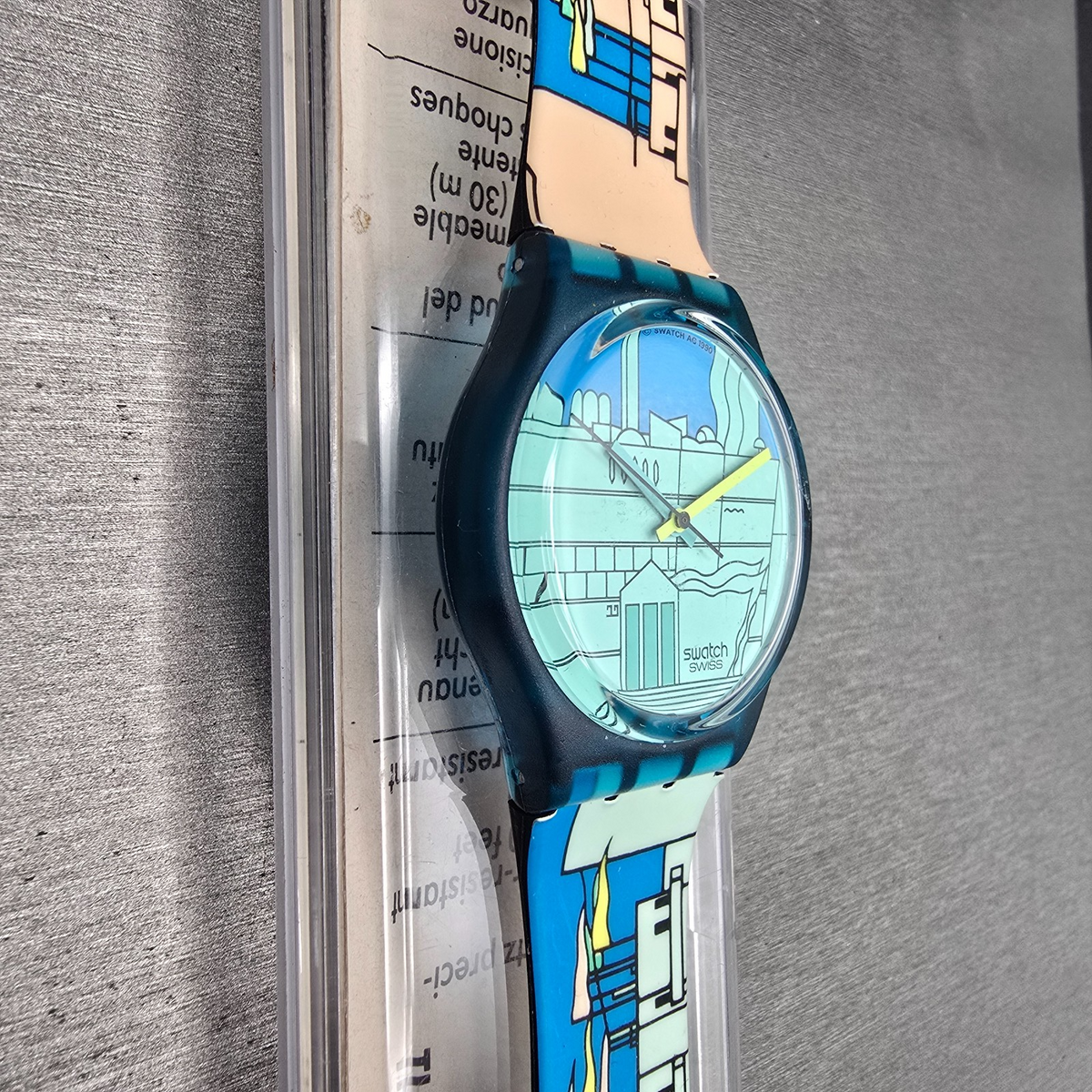 Swatch Metroscape Watch Men 34mm Blue Dial Blue Case GN109 New Battery NOS5