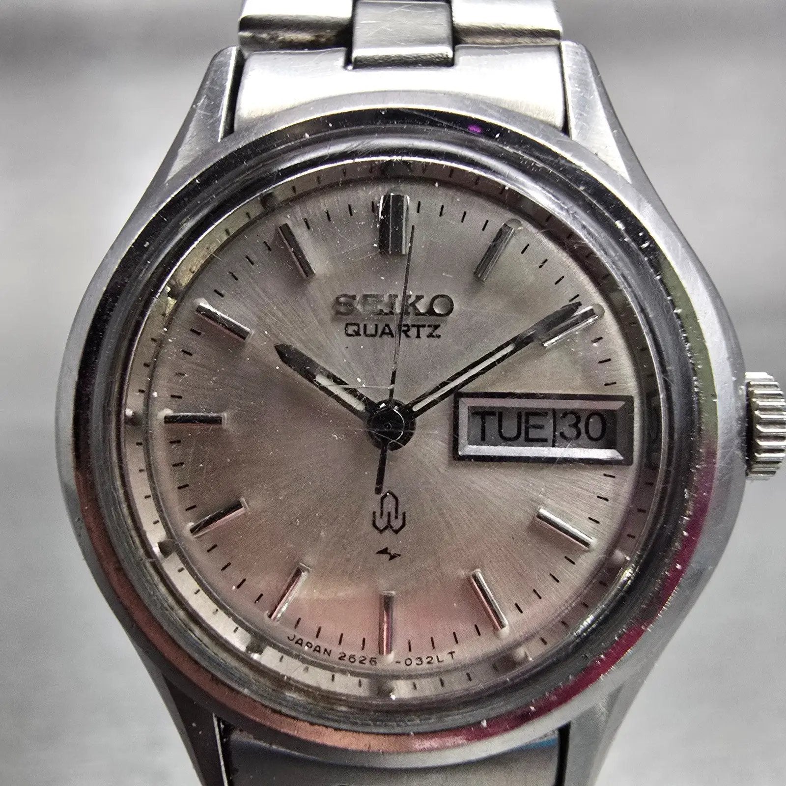 Seiko Watch Women 25mm Silver Dial Silver Tone Daydate Round 2626-0090 New Batt1