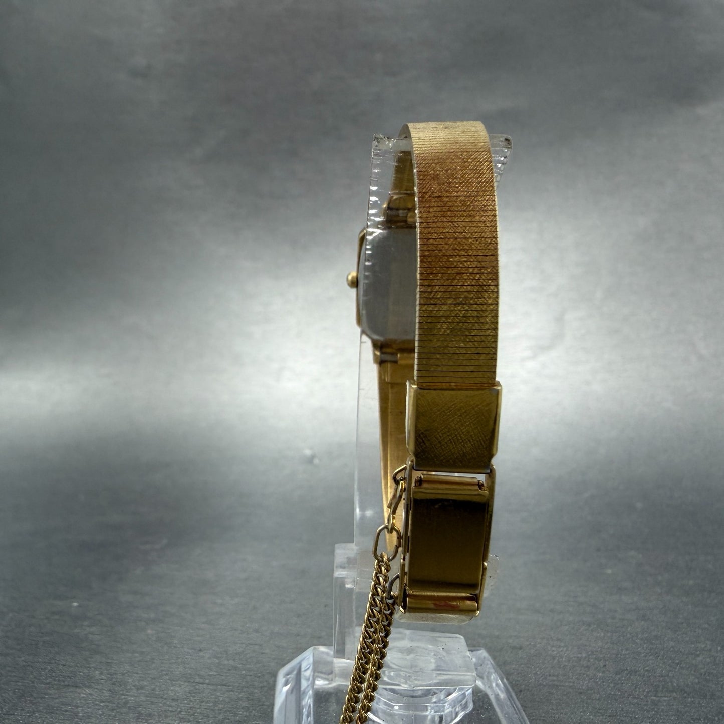 Seiko Tank Watch Women 17mm Champagne Dial Gold Tone 7320-5189 New Battery VTG7