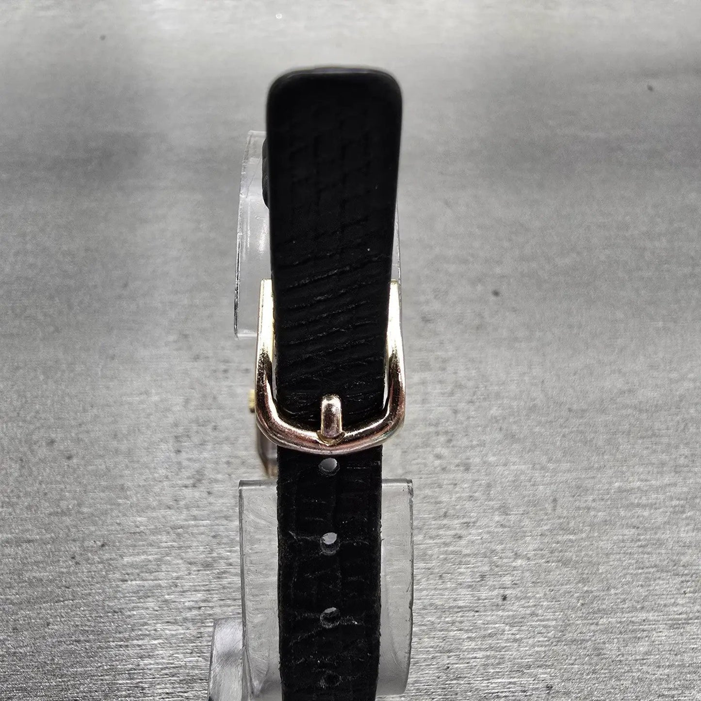 Seiko Watch Women 17mm Black Dial Gold Tone Rectangle 2B20-5009 New Battery VTG7