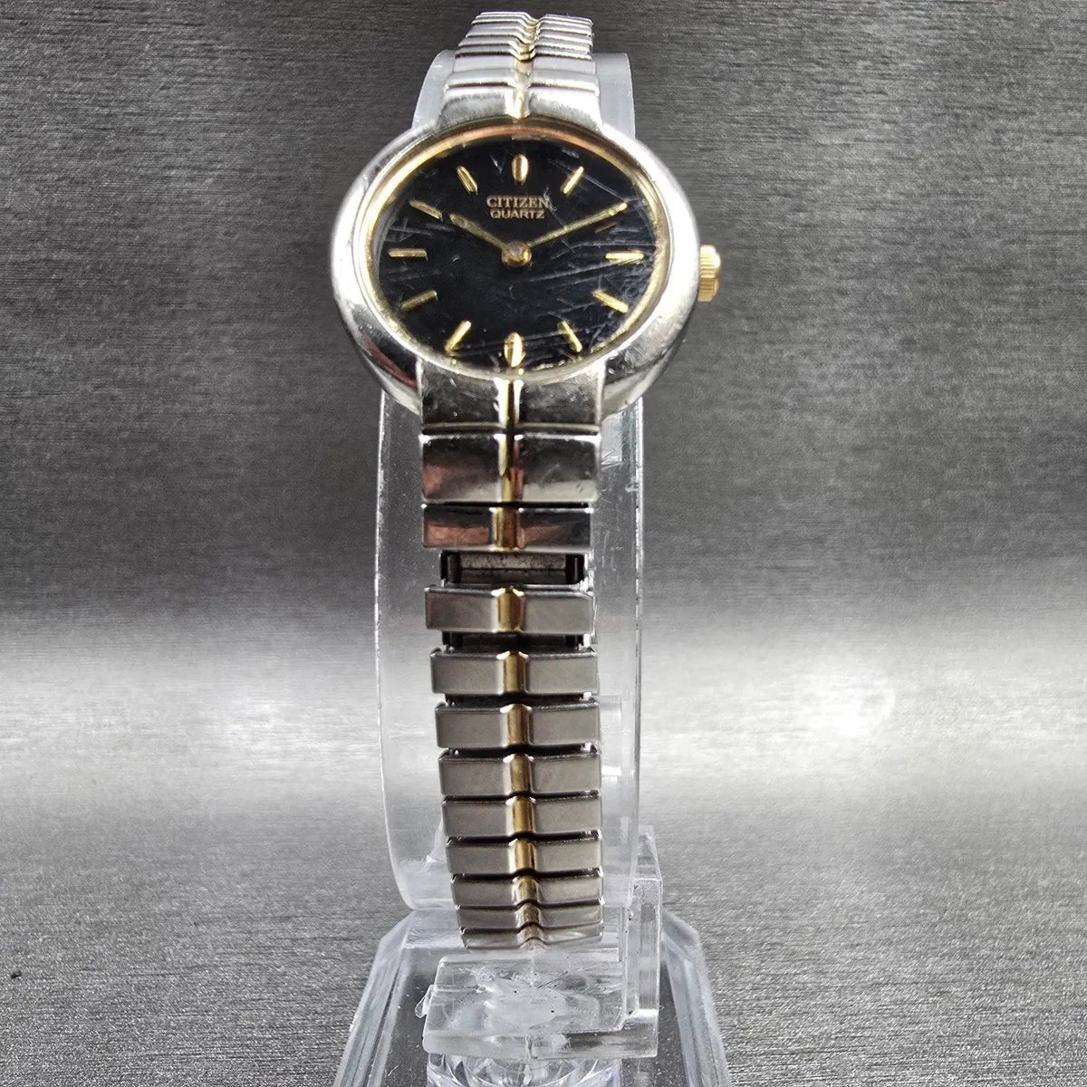Citizen Watch Women 20mm Black Dial Two Tone Round 5920-S008007 New Battery VTG5