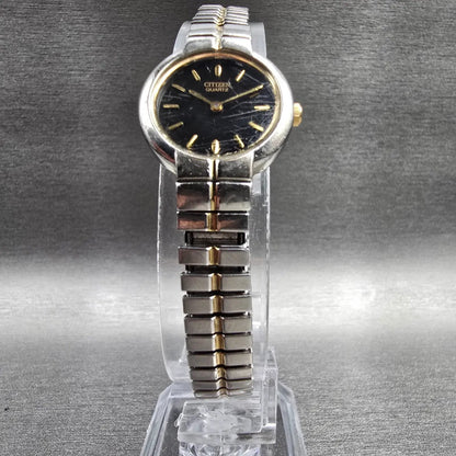 Citizen Watch Women 20mm Black Dial Two Tone Round 5920-S008007 New Battery VTG5