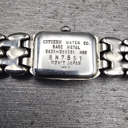 Citizen Watch Women 13mm Black Dial Silver Tone Rectangle 5421-S89381 New Batt10
