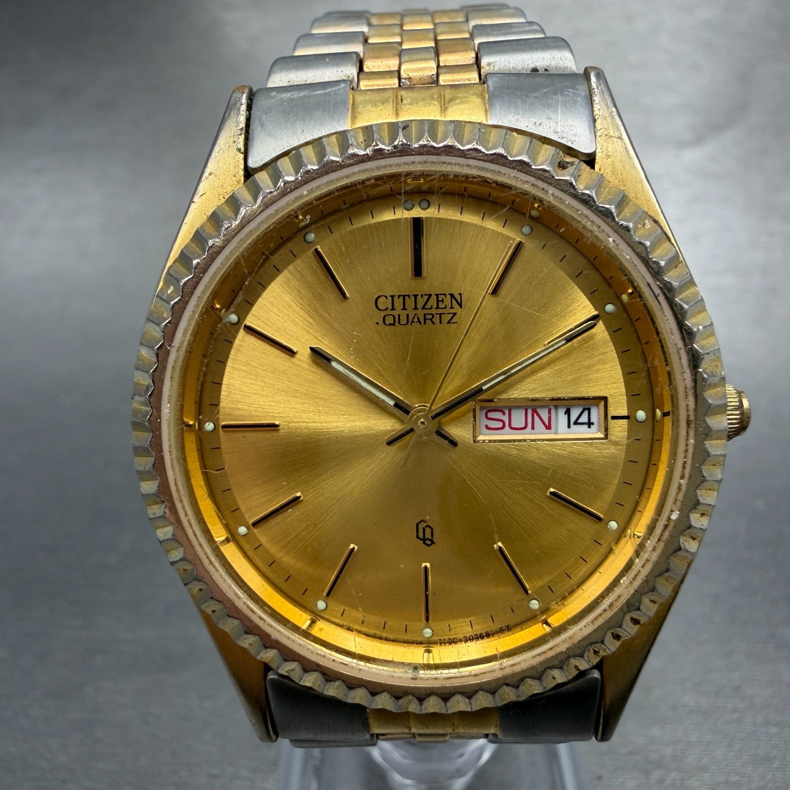 Citizen CQ President Watch Men 35mm Champagne Dial Two Tone Daydate New Battery0