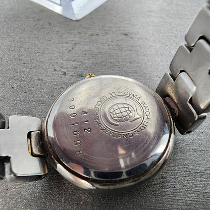Cyma Sealord Watch Women 24mm Champagne Dial Two Tone Round 412 New Battery9