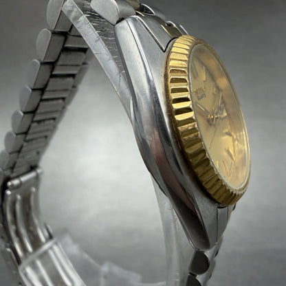 Seiko Watch Women 24mm Gold Dial Two Tone Daydate Round 7n83-0041 New Battery 5D3