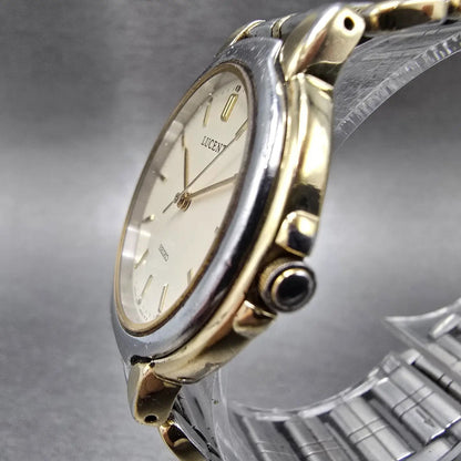 Seiko Lucent Watch Men 32mm Cream Dial Two Tone Round 8N21-6000 New Battery JDM2