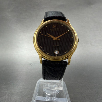 Raymond Weil Watch Unisex 31mm Black Dial Gold Plated Date Round READ!!!!!! 55095