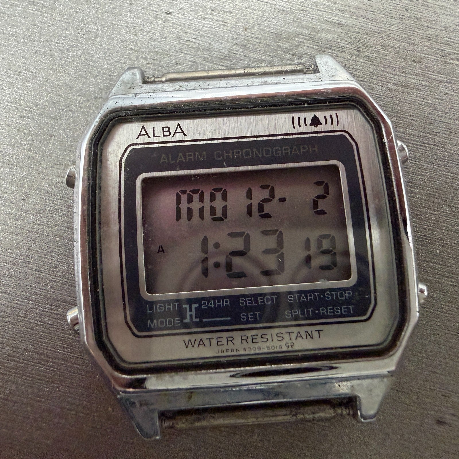 Seiko ALBA Watch Men 32mm Silver Alarm Chrono Digital Octagon W309-5010 New Batt1