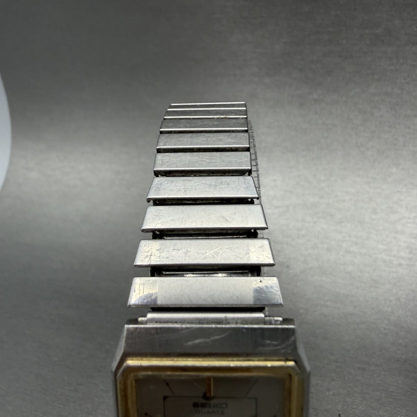Seiko Tank Watch Men 25mm Silver Dial Two Tone Rectangle 6530-5159 New Battery4