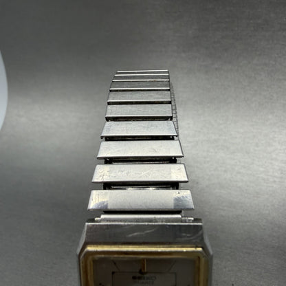 Seiko Tank Watch Men 25mm Silver Dial Two Tone Rectangle 6530-5159 New Battery4