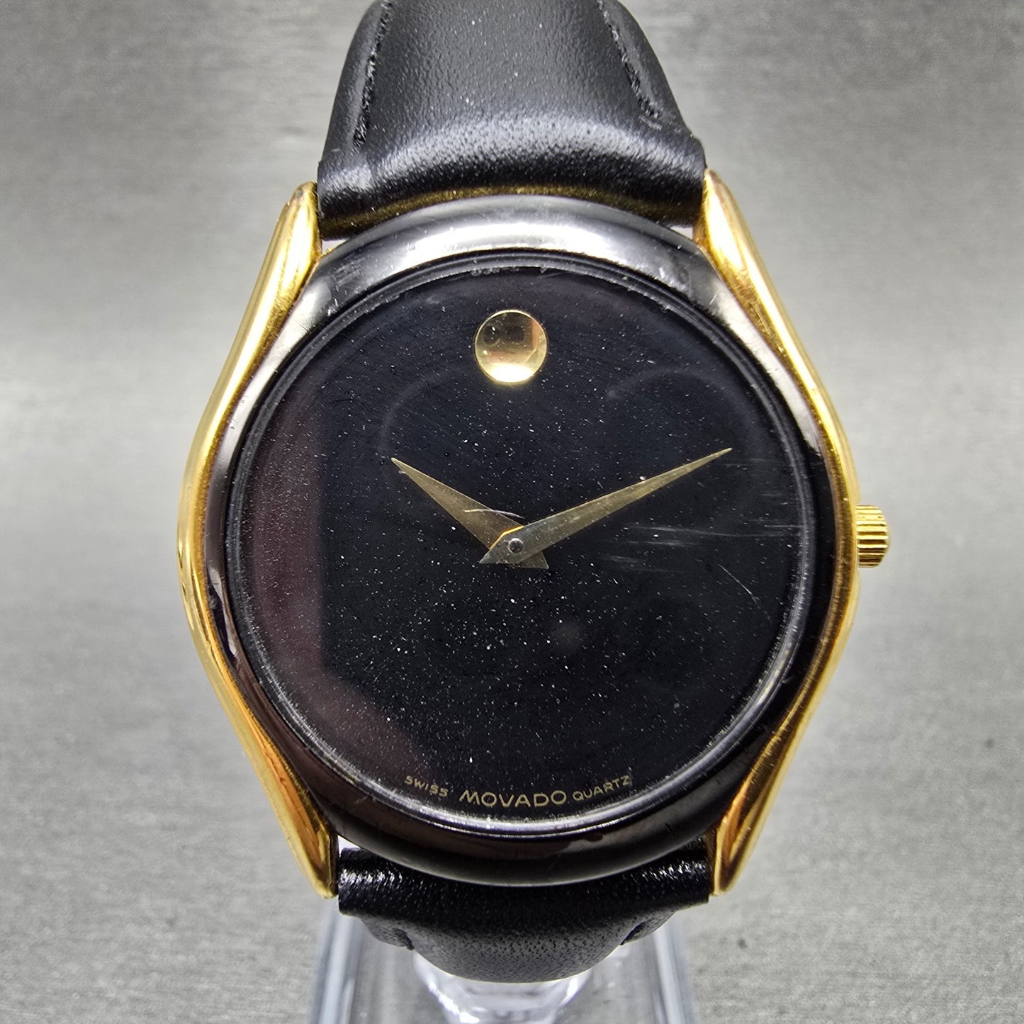Movado Museum Watch Men 33mm Black Dial Black & Gold Tone 87.E2.860.2 New Batt J0