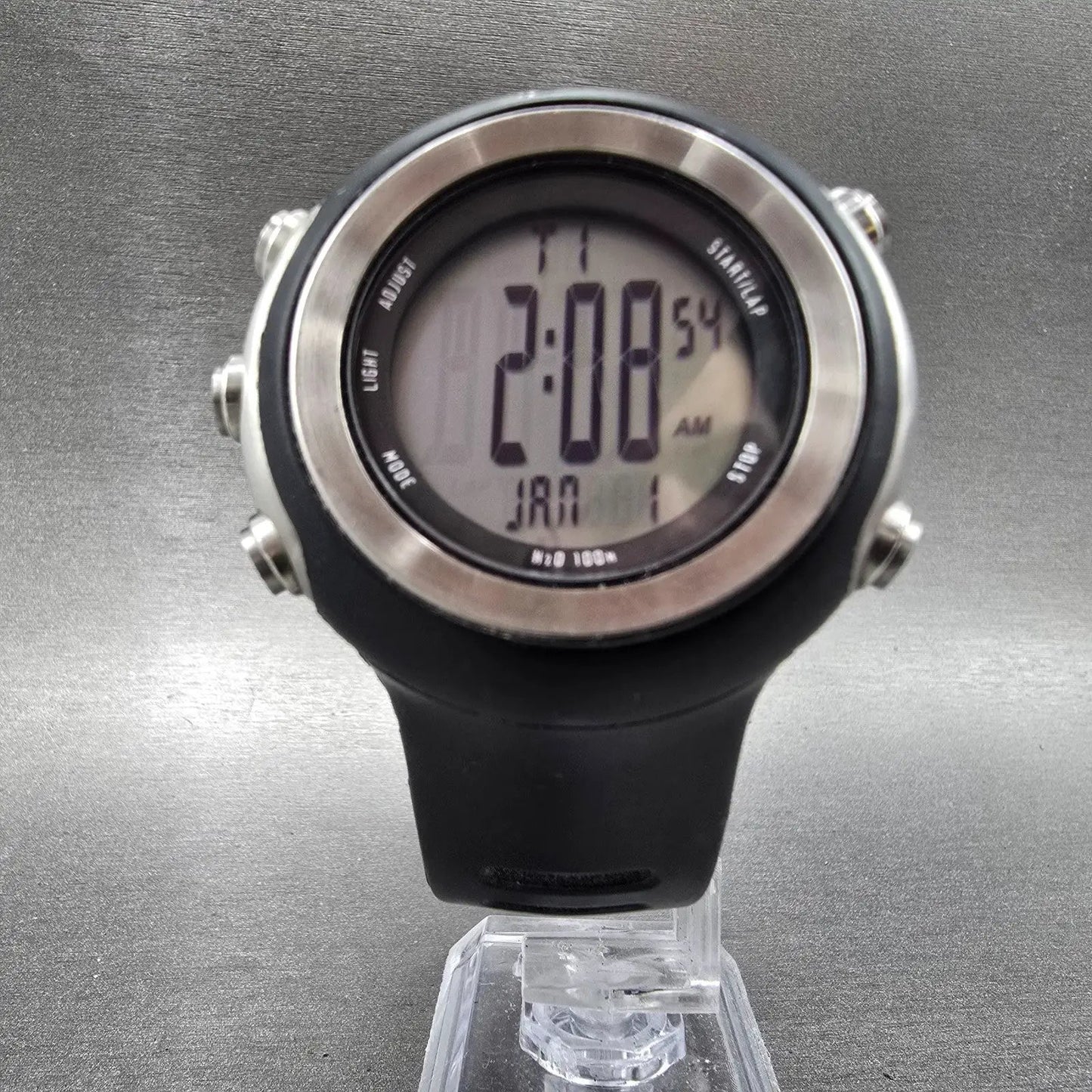 Nike Oregon Digital Watch Men 45mm Black Silver Alarm Chronograph READ! New Batt5