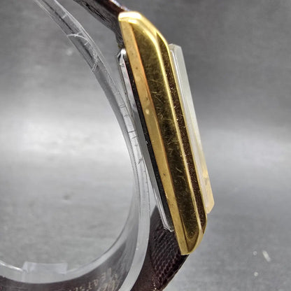 Citizen CQ Tank Watch Men 26mm Champagne Dial Gold Tone Date 2010-891287 PARTS4