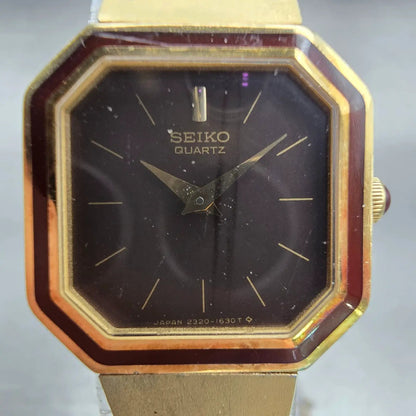 Seiko Watch Women 20mm Brown Dial Two Tone Octagon 2320-588A Vintage New Battery1