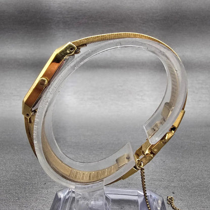 Citizen CQ Watch Women 13mm Black Dial Gold Tone Rectangle 2250-223373 New Batt6