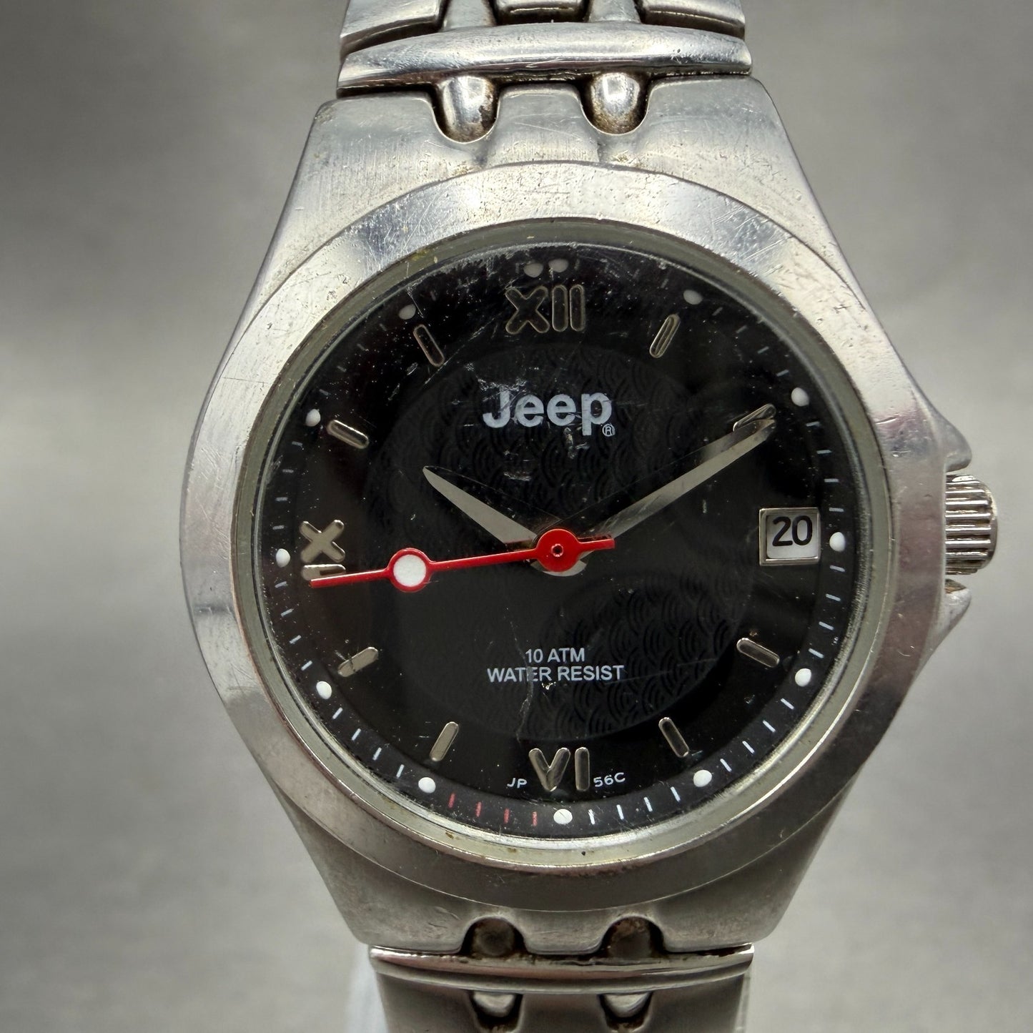 Jeep Watch Women 26mm Black Dial Silver Tone Date Round Date New Battery0