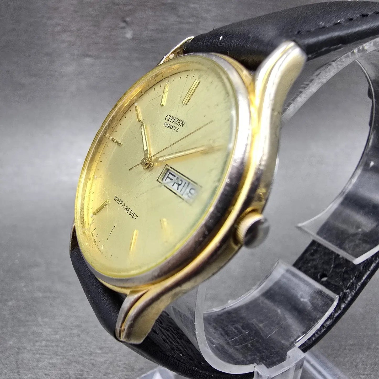 Citizen Watch Men 34mm Champagne Dial Gold Tone Daydate 6100-S38222 New Battery2