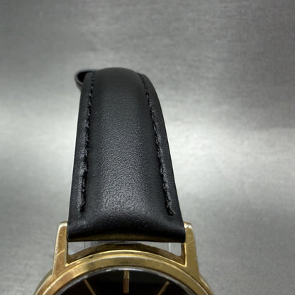 Seiko Watch Men 32mm Black Dial Gold Tone Round 2620-0209 New Battery Dress4
