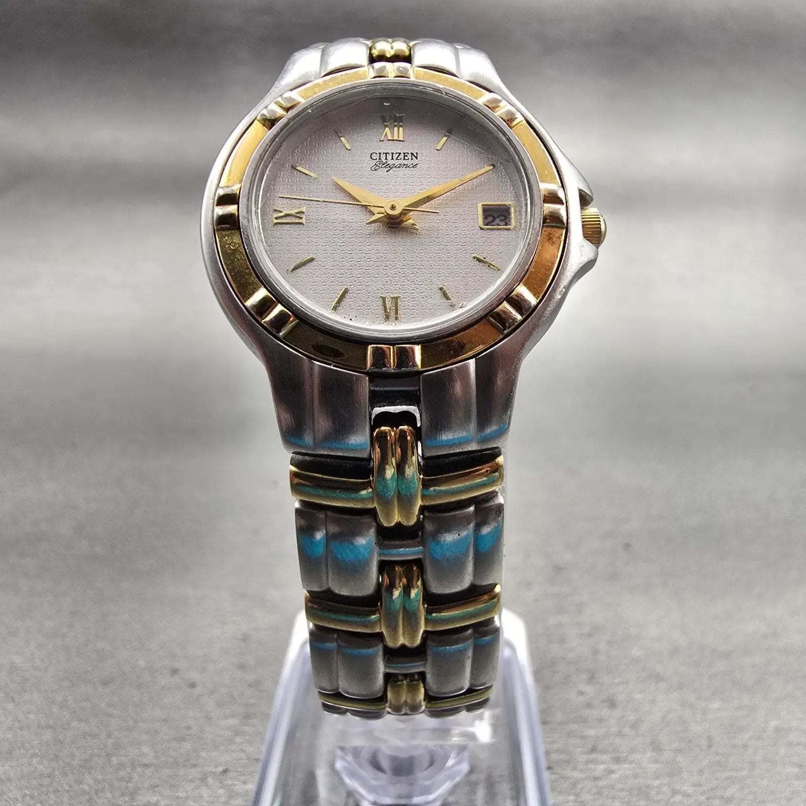 Citizen Elegance Watch Women 25mm Silver Dial Two Tone Date 1012-H20119 New Batt5