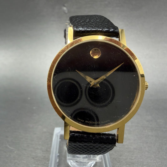 Movado Museum Watch Men 31mm Black Dial Gold Tone Round 87.45.882 PARTS0