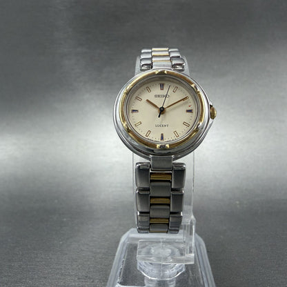 Seiko Lucent Watch Women 23mm Cream Dial Two Tone Round 4N21-0760 New Battery5