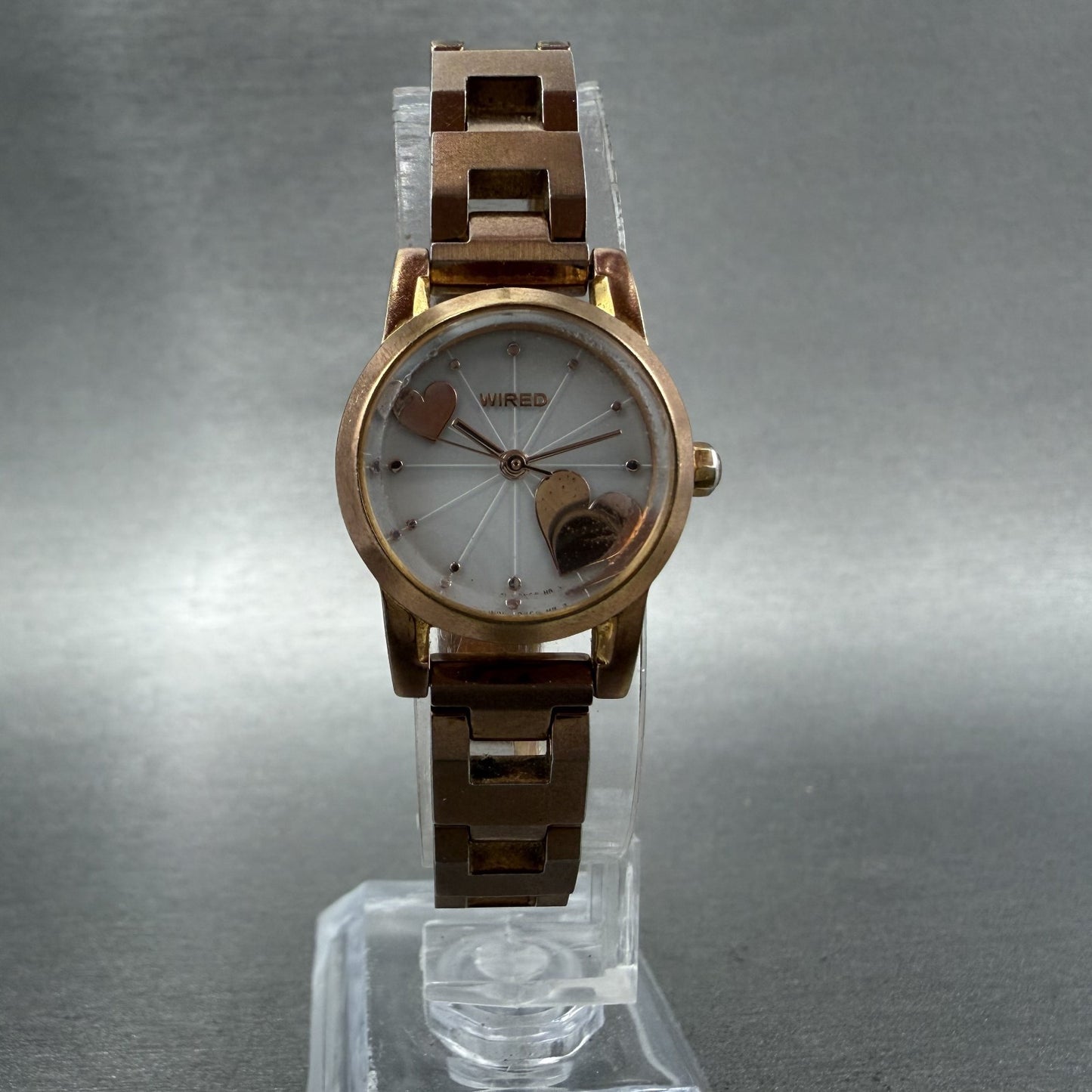 Seiko Wired Watch Women 21mm White Dial Rose Gold Tone Round 1N010KK0 New Batt5