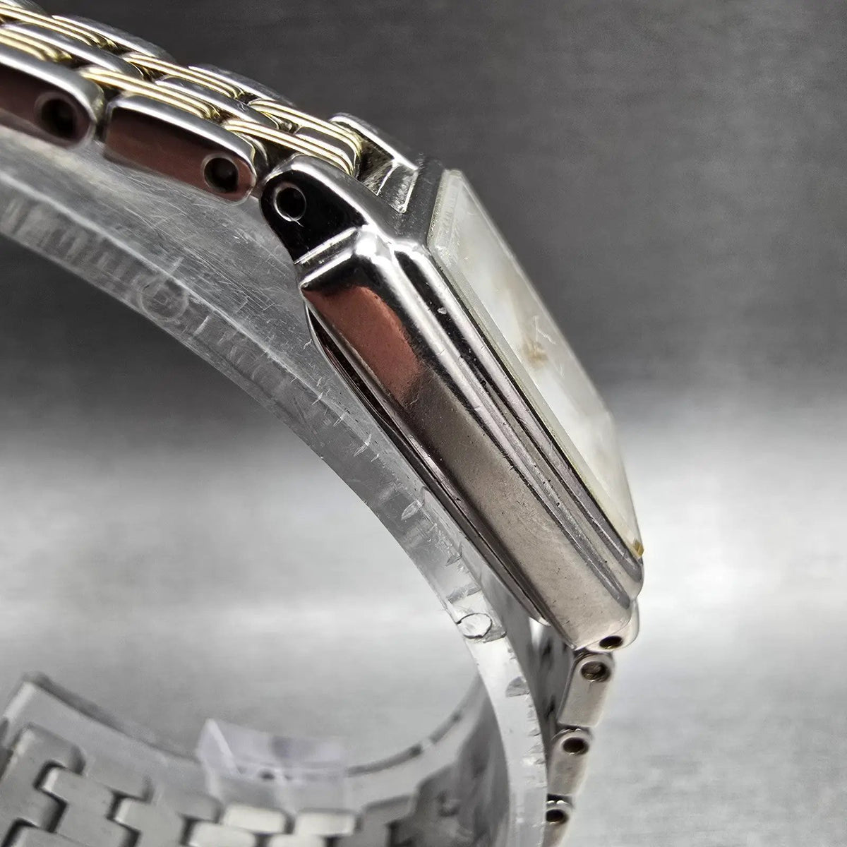 Seiko Tank Watch Women 16mm White Dial Two Tone Rectangle 1N01-0FH0 New Battery73