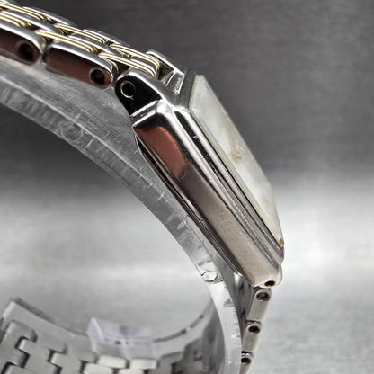 Seiko Tank Watch Women 16mm White Dial Two Tone Rectangle 1N01-0FH0 New Battery73
