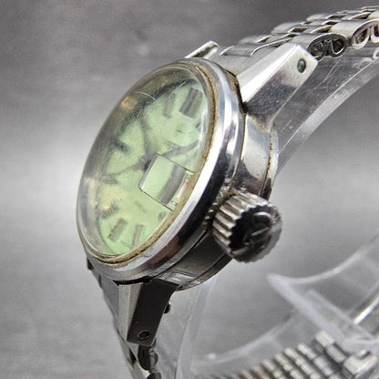 Rado Watch Women 21mm Green Dial Silver Tone Date Manual Wind 781/1 Runs VTG2