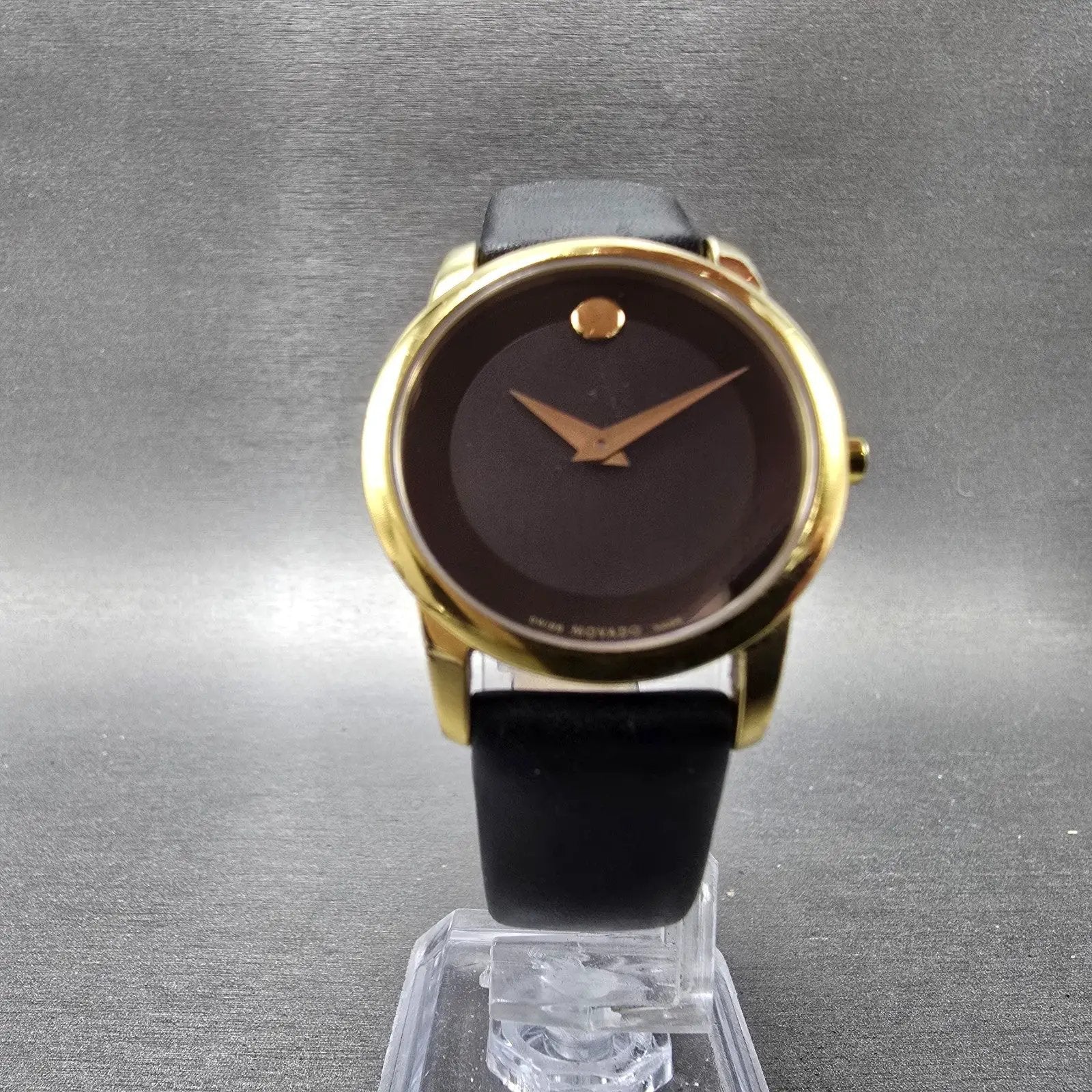 Movado Museum Watch Women 28mm Black Dial Gold Tone 07.3.36.1263 New Battery5