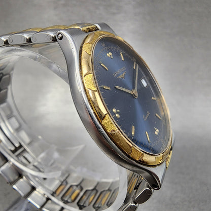 Longines Conquest Watch Men 33mm Blue Dial Two Tone Date Round 4020 New Batt4