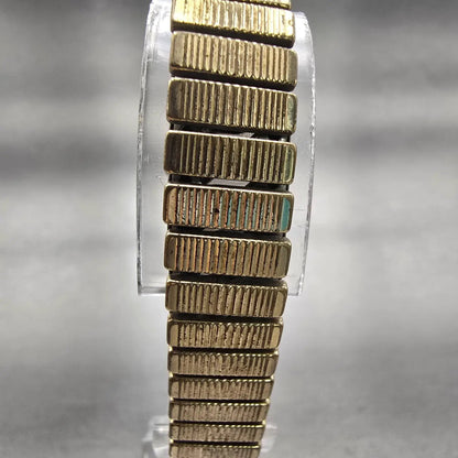 Seiko Watch Woman 20mm Gold Dial Gold Tone Rectangle 7321-5040 New Battery VTG7