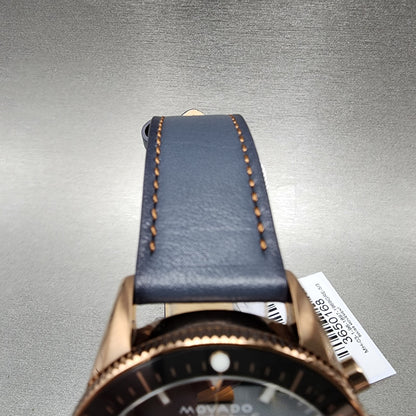 Movado Heritage Calendoplan S Watch Men 42mm Black Dial Roes Gold Tone Date4