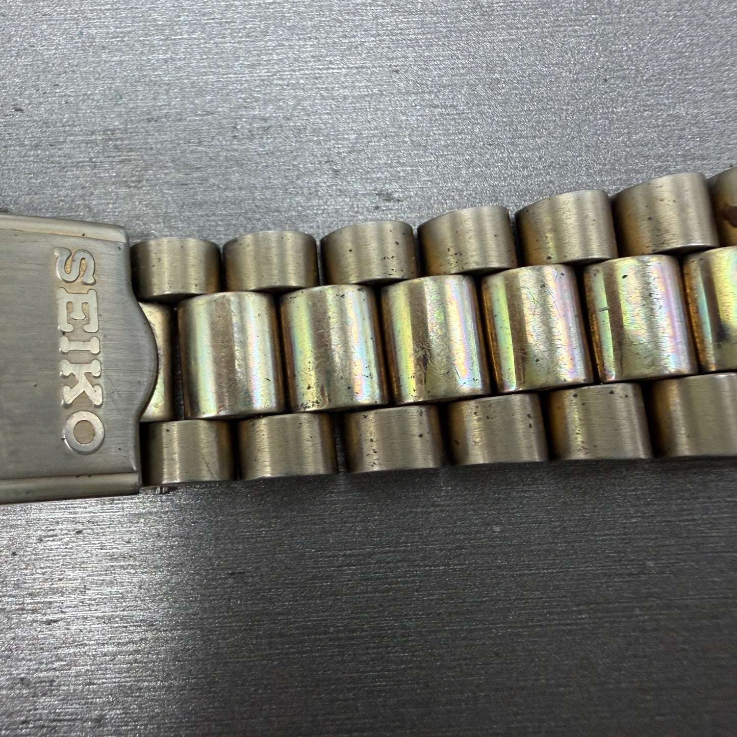 Seiko Bracelet 20mm Stainless Steel Gold Tone Tri Folding Clasp Vintage S10032