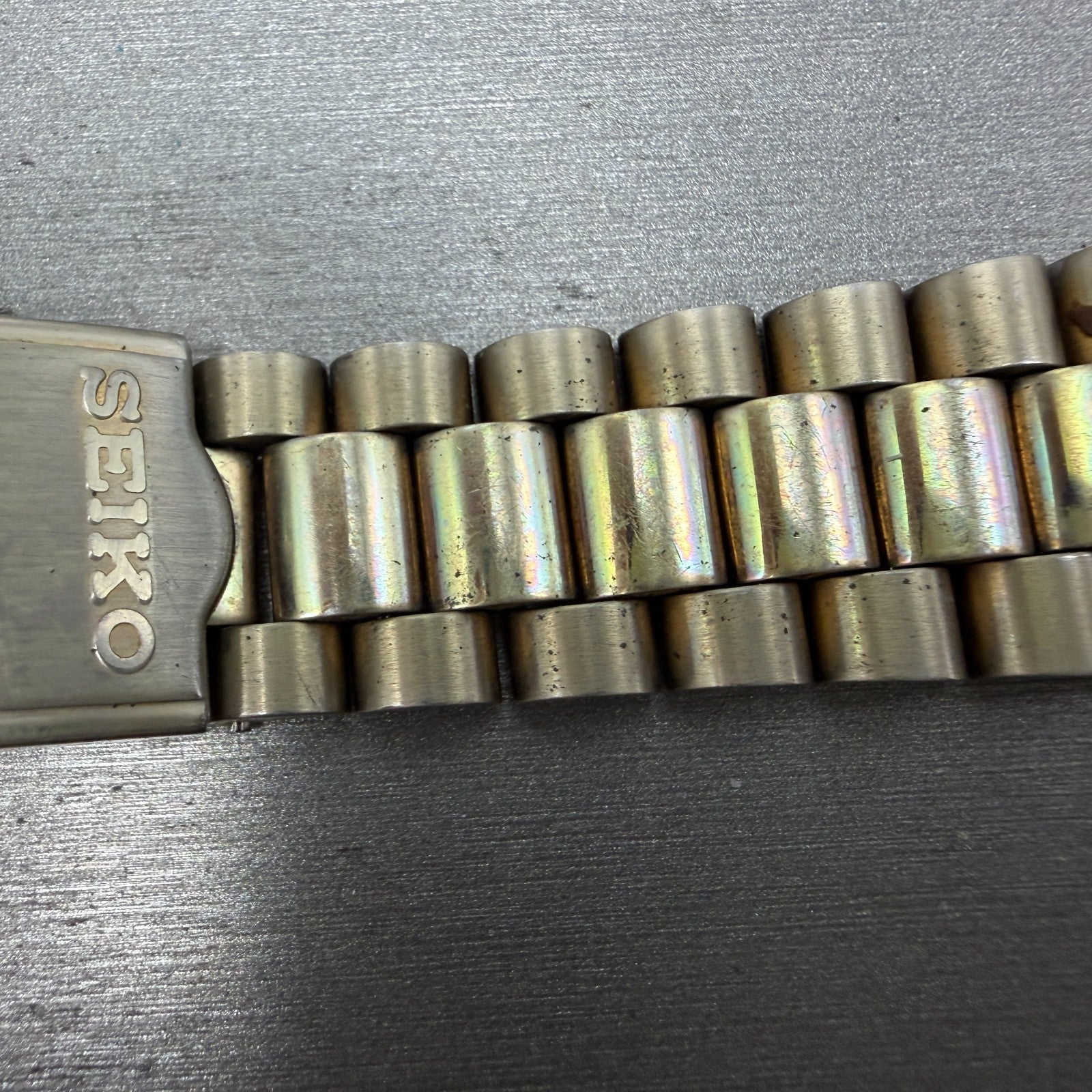 Seiko Bracelet 20mm Stainless Steel Gold Tone Tri Folding Clasp Vintage S10032