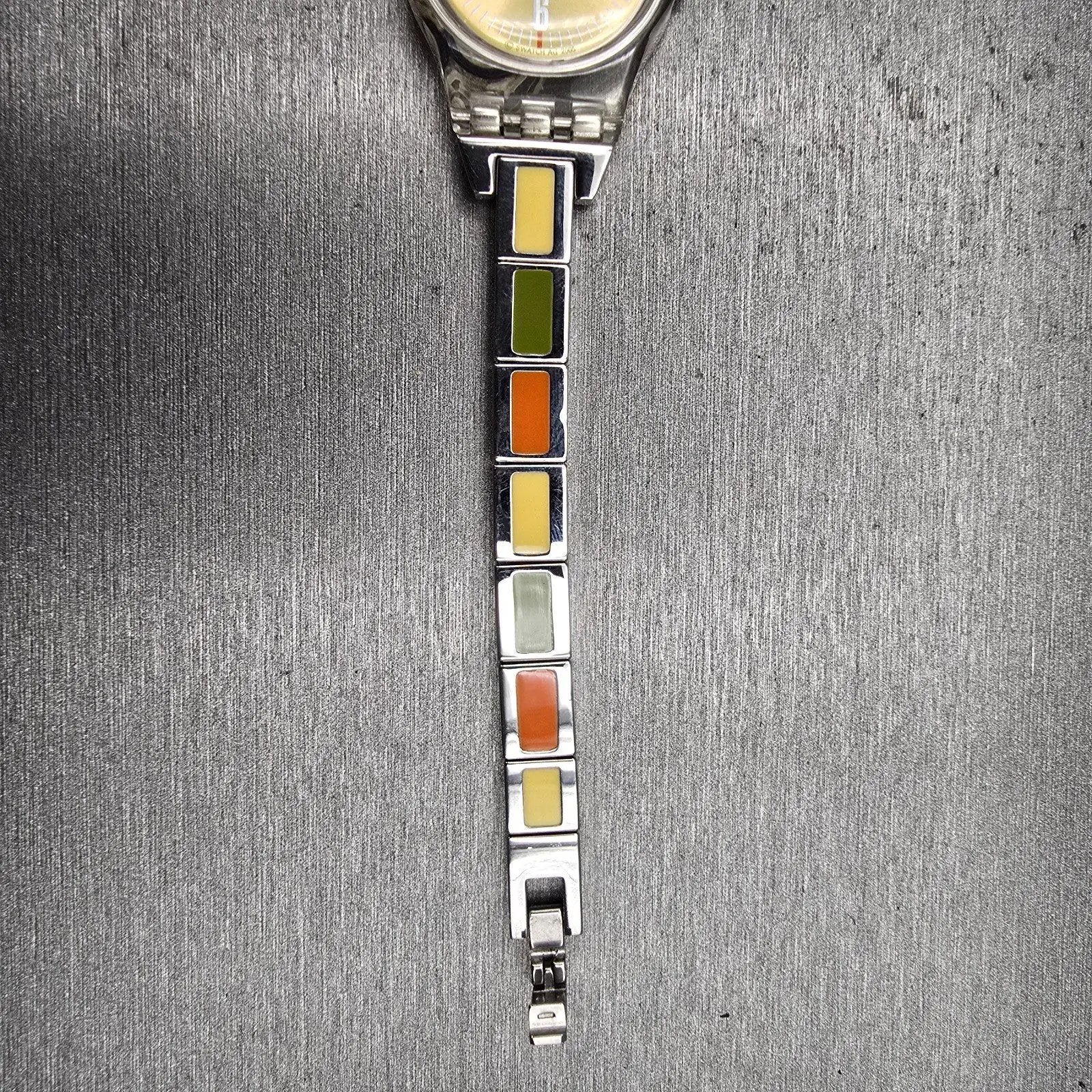 Swatch FALL OF LEAF Watch Women 25mm Yellow Dial Clear Case LK276G New Battery12