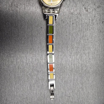 Swatch FALL OF LEAF Watch Women 25mm Yellow Dial Clear Case LK276G New Battery12