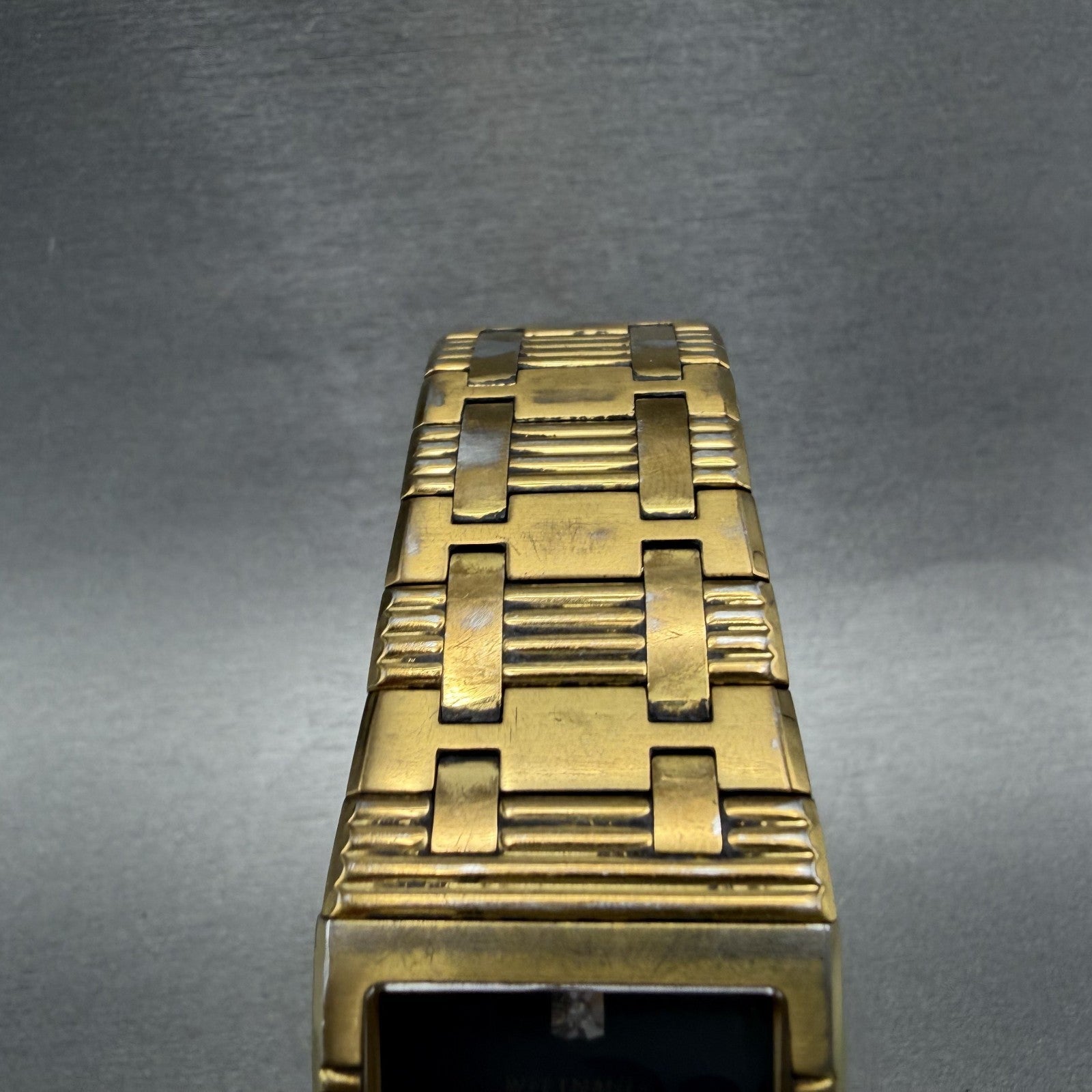 Wittnauer  Tank Watch Men 28mm Black Dial Gold Tone Rectangle 11D16 New Battery4