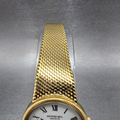 Raymond Weil Watch Women 22mm White Dial Gold Plated Round 9519 New Battery4