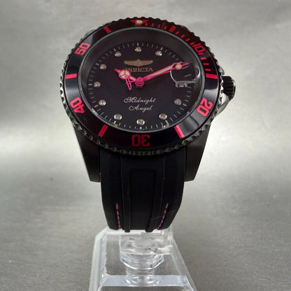 Invicta Midnight Angel Dive Watch Women 40mm MOP Dial Black Tone Date 23684 Runs5