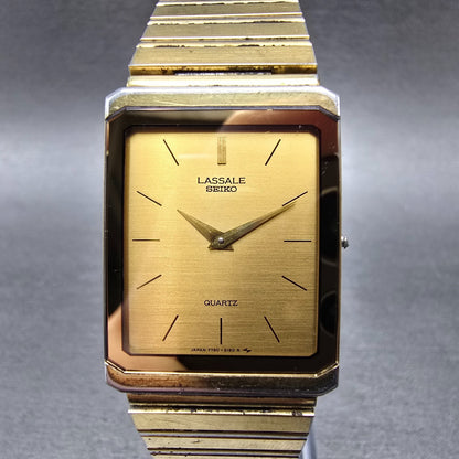 Seiko Lassale Tank Watch Men 24mm Champagne Dial Two Tone 7750-507H PARTS VTG0