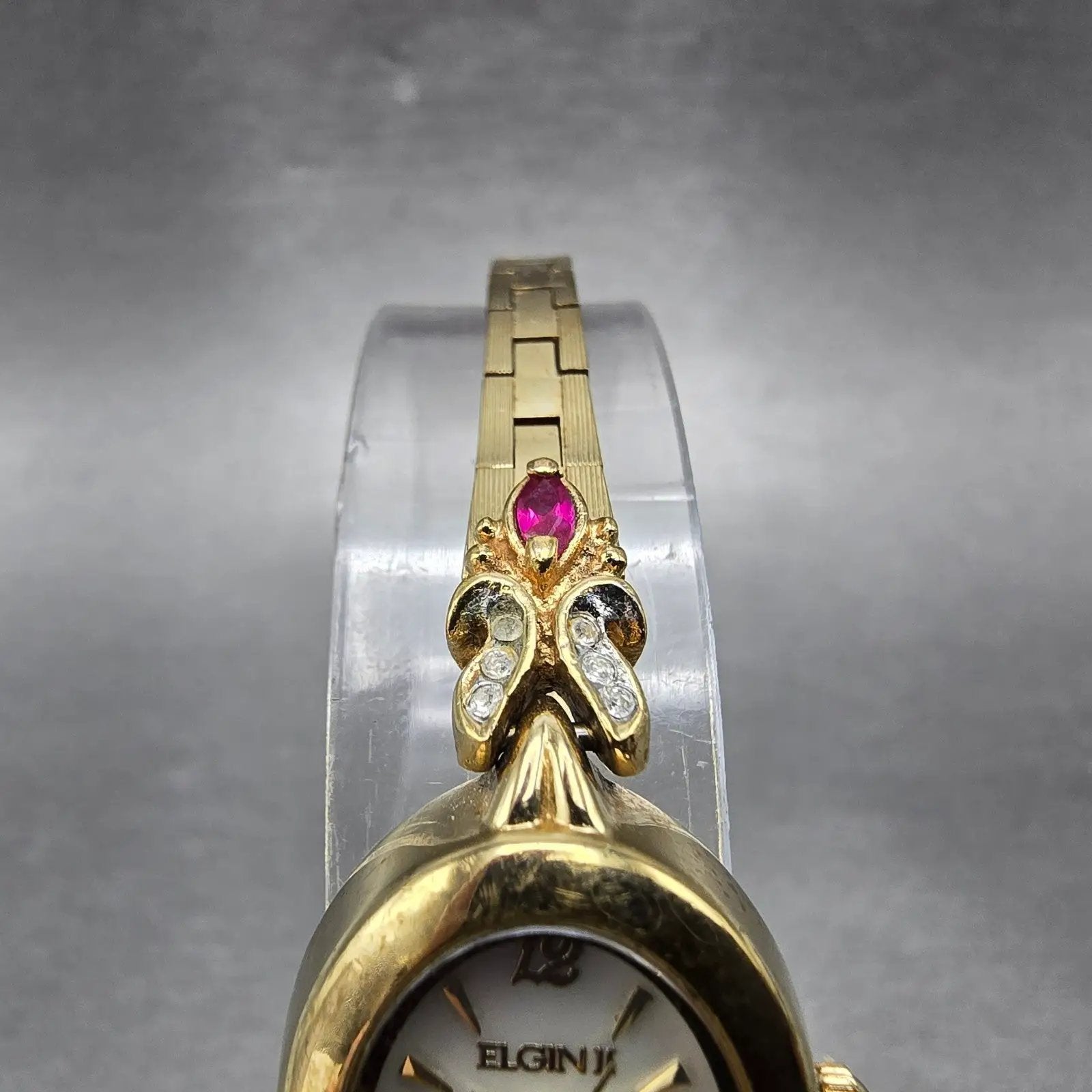 Elgin Watch Women 18mm MOP Dial Gold Tone Oval ELL02 New Battery Crytstals4