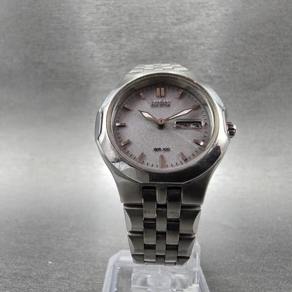 Citizen Eco-Drive Croso Watch Women 27mm Gray Dial Silver Daydate Round Runs JP5