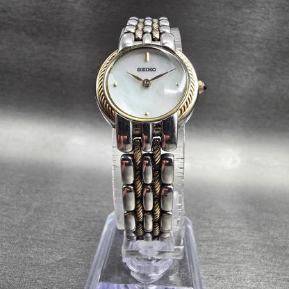 Seiko Watch Women 21mm MOP Dial Two Tone Round 1N00-0JK0 New Battery Vintage5