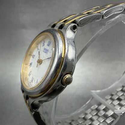 Seiko Watch Women 24mm White Dial Two Tone Date Round 3Y02-0B59 New Battery2