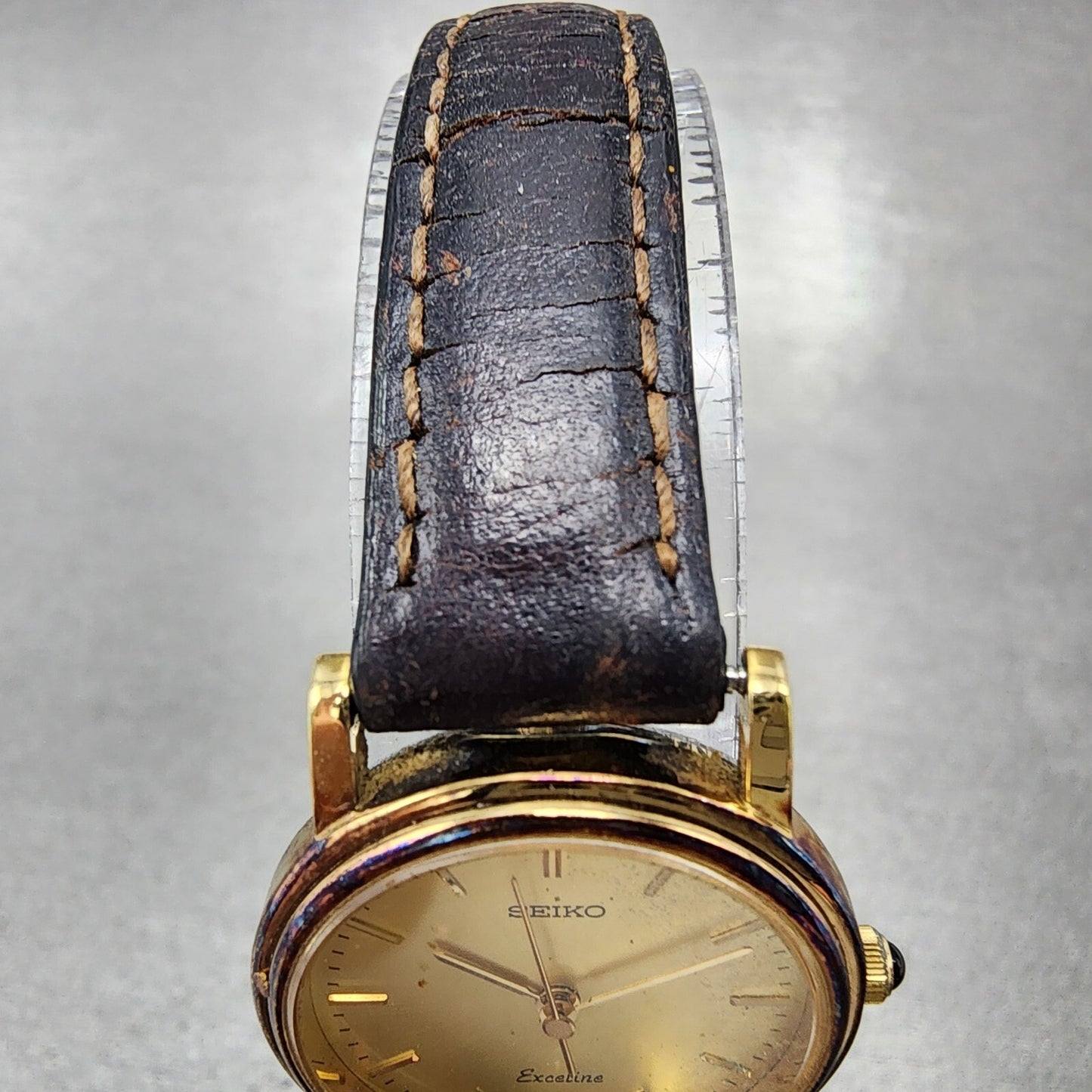 Seiko Exceline Watch Women 23mm Champagne Dial Gold Tone 4n210180 New Bat READ!5