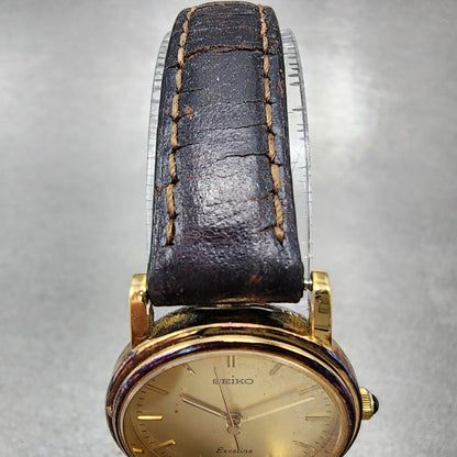 Seiko Exceline Watch Women 23mm Champagne Dial Gold Tone 4n210180 New Bat READ!5