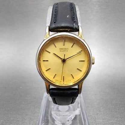 Seiko Watch Women 21mm Champagne Dial Gold Tone Round 2b31-0010 New Battery