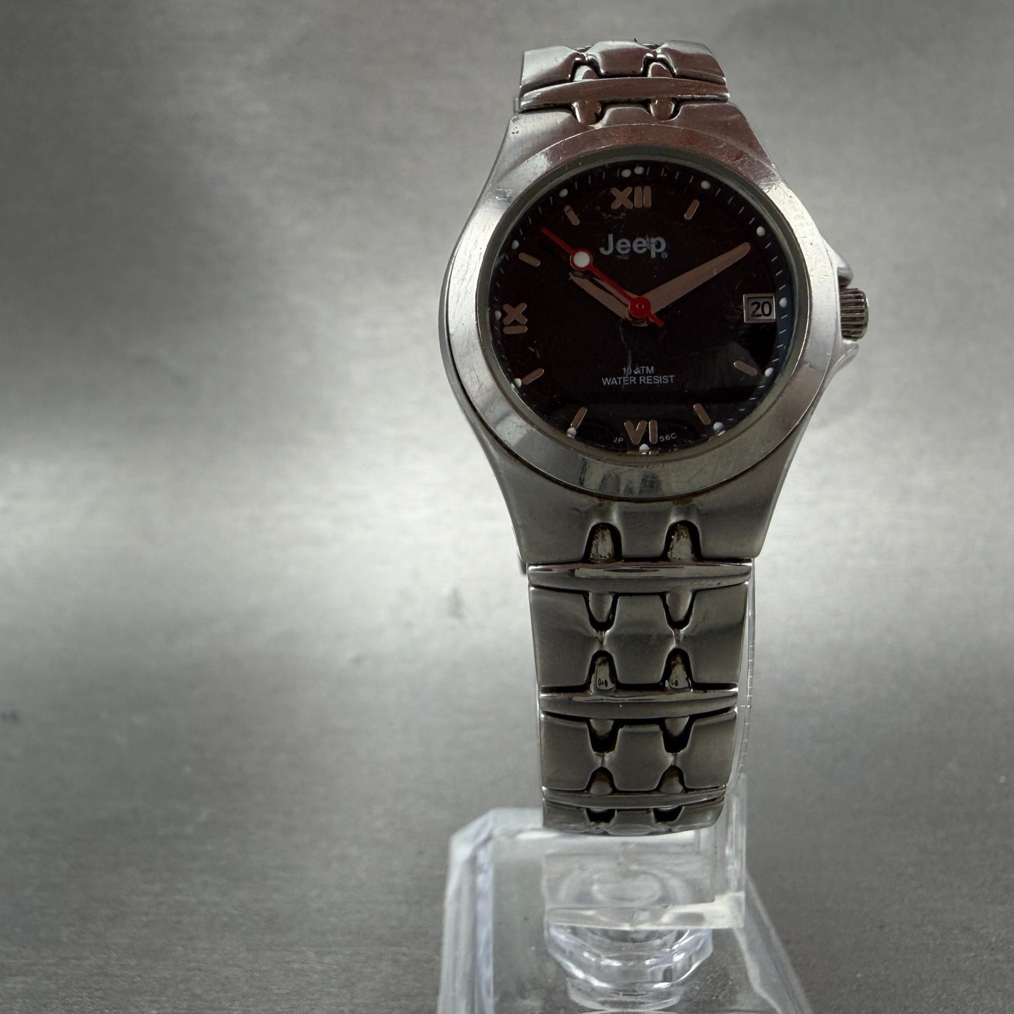 Jeep Watch Women 26mm Black Dial Silver Tone Date Round Date New Battery5